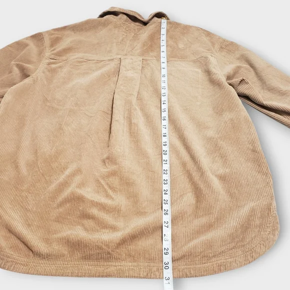 Madewell Corduroy Kentwood Oversized Shirt Tail Jacket Shacket Large Tan Pockets - Picture 14 of 14